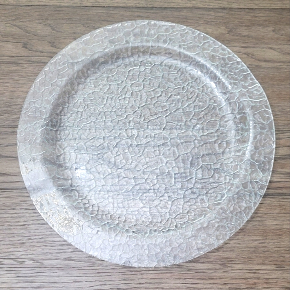 Textured Embedded Glass Charger Serving Dish Platter
